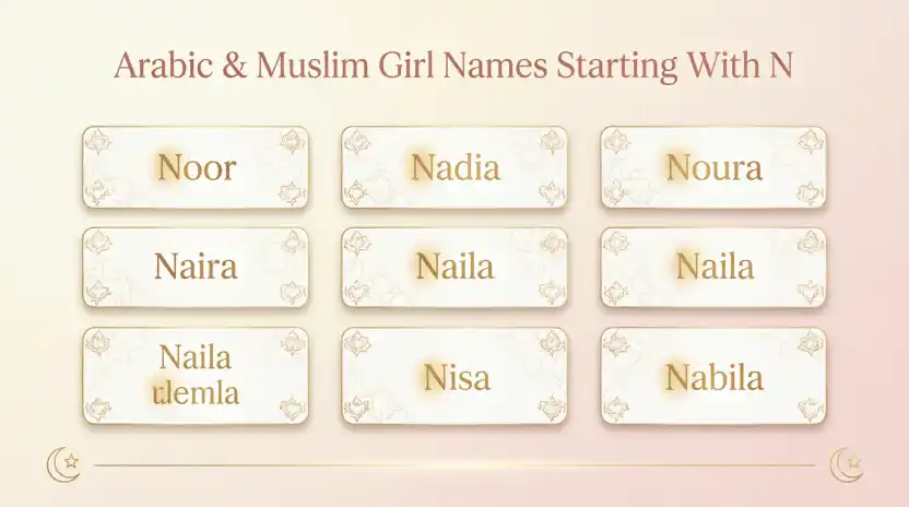Arabic and Muslim Girl Names Starting With N
