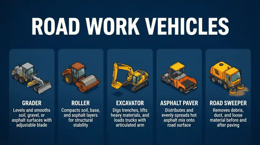 Construction Vehicles Used for Road Work