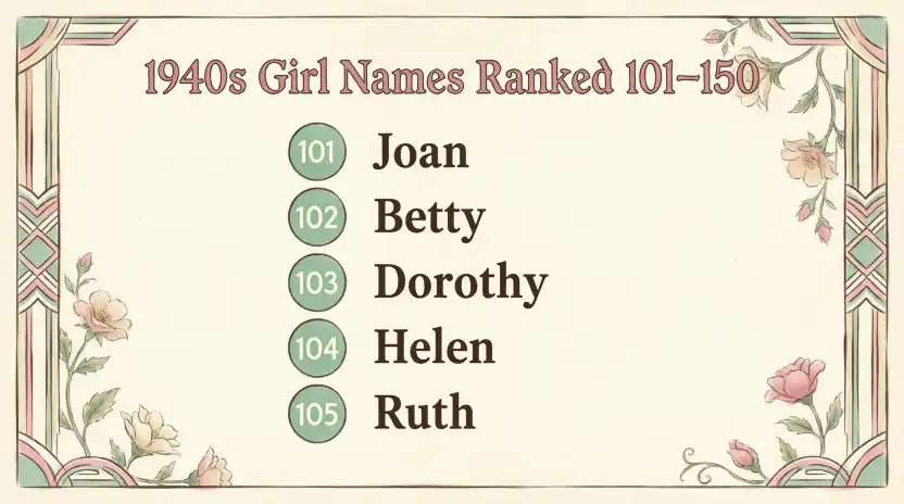 1940s Girl Names Ranked 101–150
